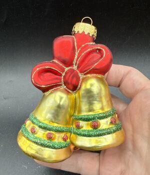 Unique Treasures Bells Blown and Painted Crafted Glass Ornament -BG1